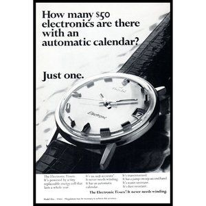 1970 Timex Electronic Automatic Calendar 99041 Watch Vintage Print Ad Wall Art